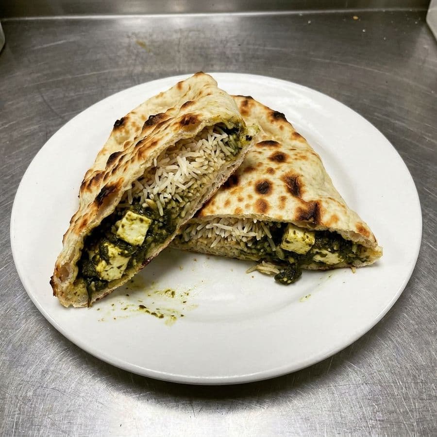 Palak Paneer Naan Wrap